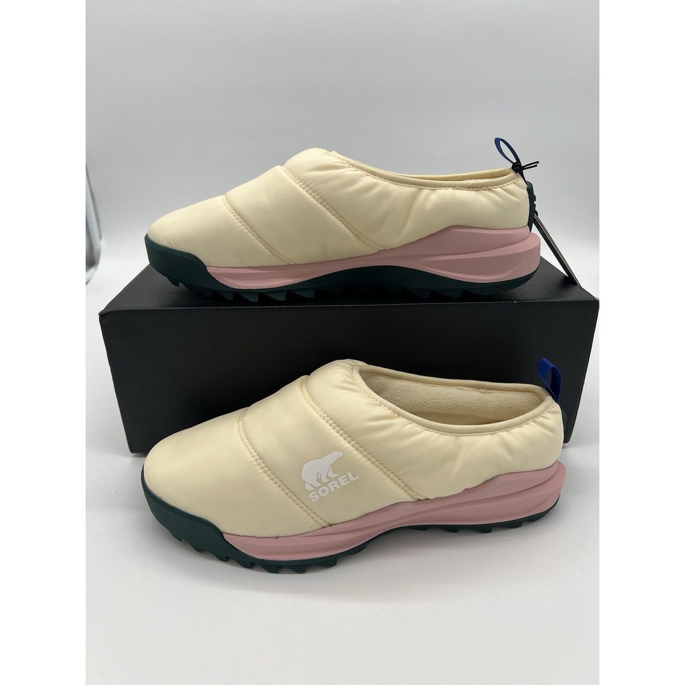 Sorel ONA RMX Puffy Slip-On Shoes Green Cream Pink Women's Size 9.5 New